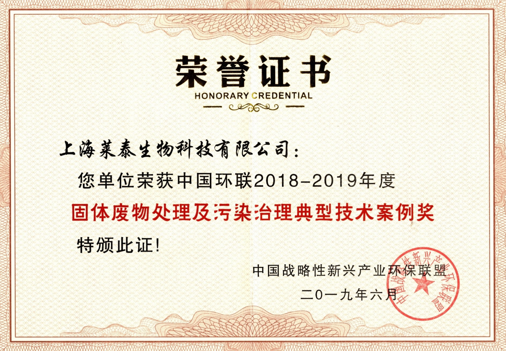 固體廢物處理及污染治理典型技術案例獎